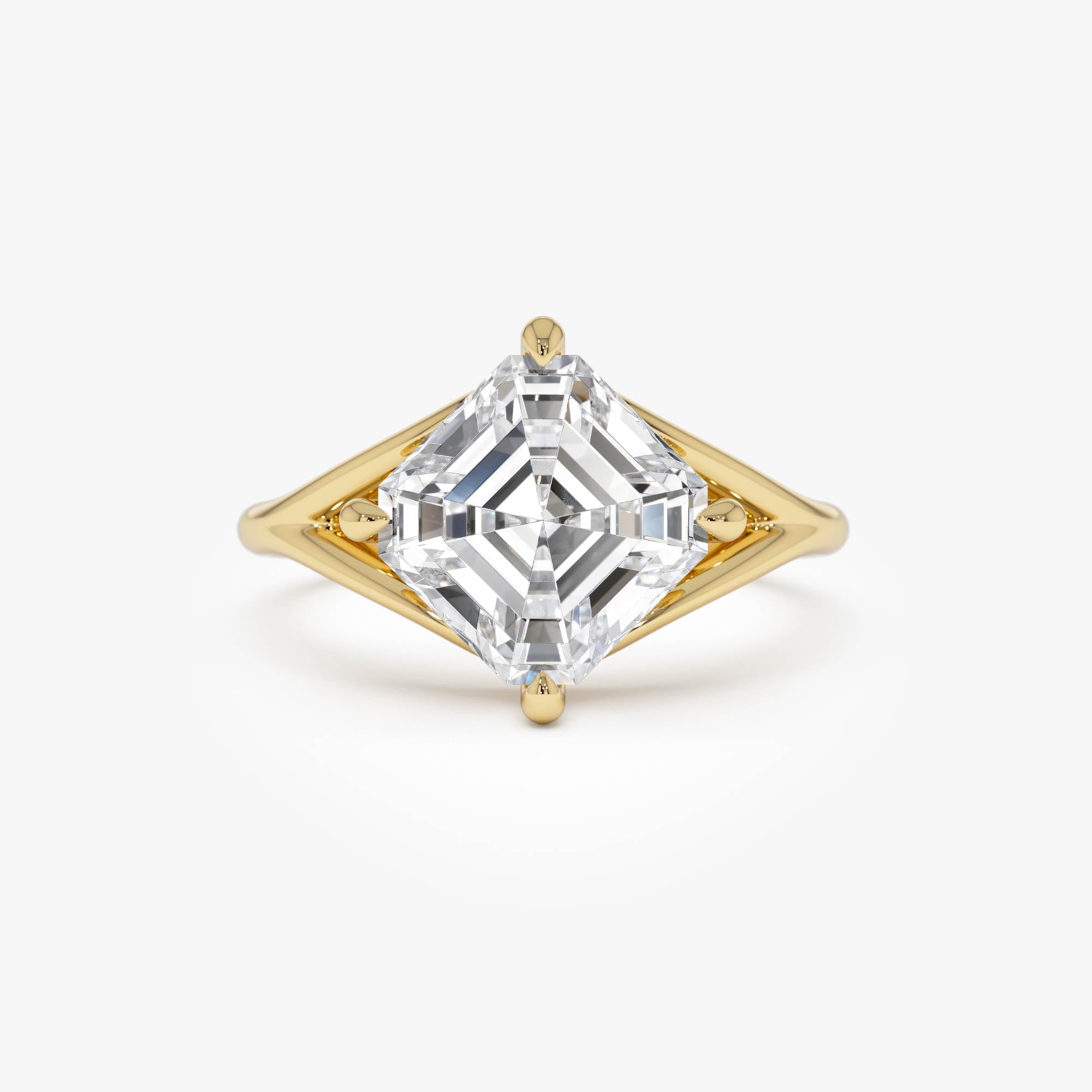 Asscher Cut Lab Grown Diamond Solitaire Engagement Ring