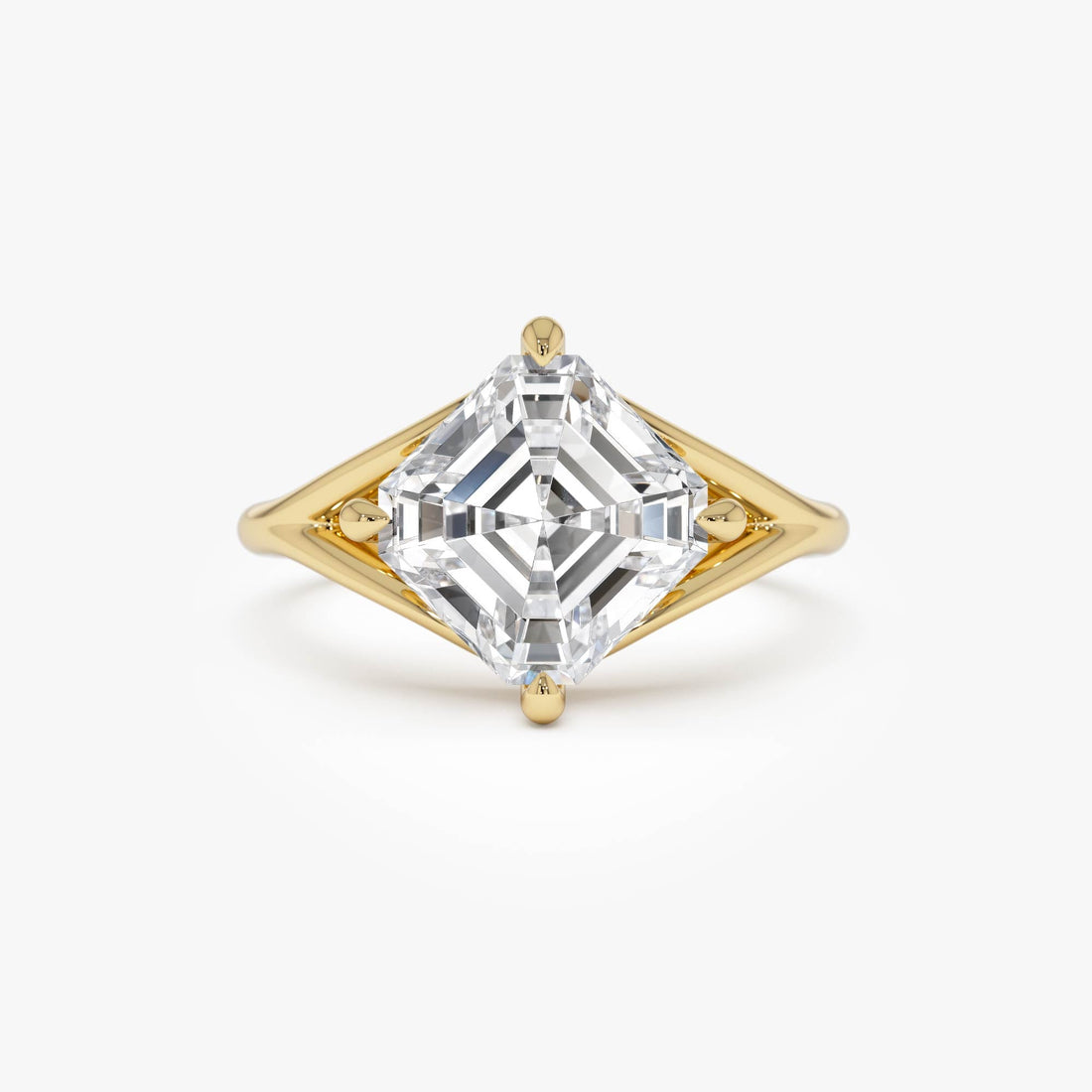 Asscher Cut Lab Grown Diamond Solitaire Engagement Ring
