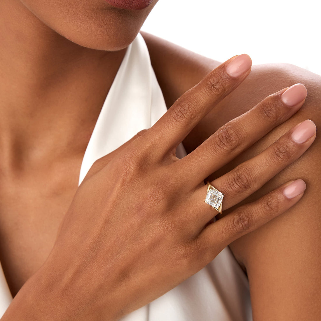 Asscher Cut Lab Grown Diamond Solitaire Engagement Ring