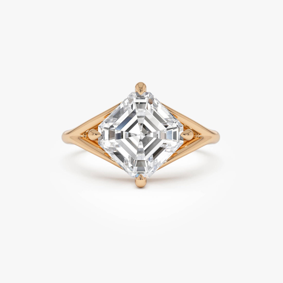 Asscher Cut Lab Grown Diamond Solitaire Engagement Ring