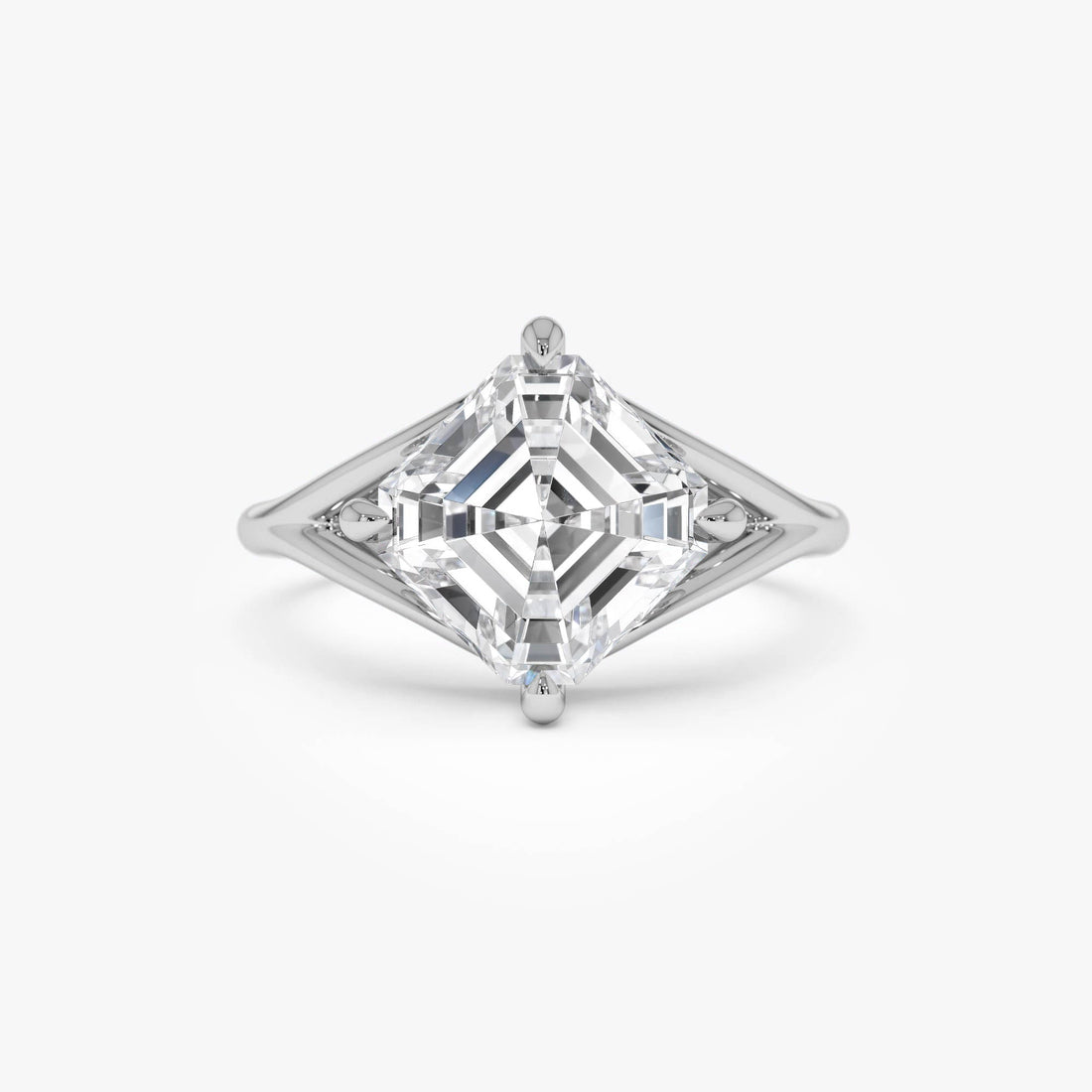 Asscher Cut Lab Grown Diamond Solitaire Engagement Ring