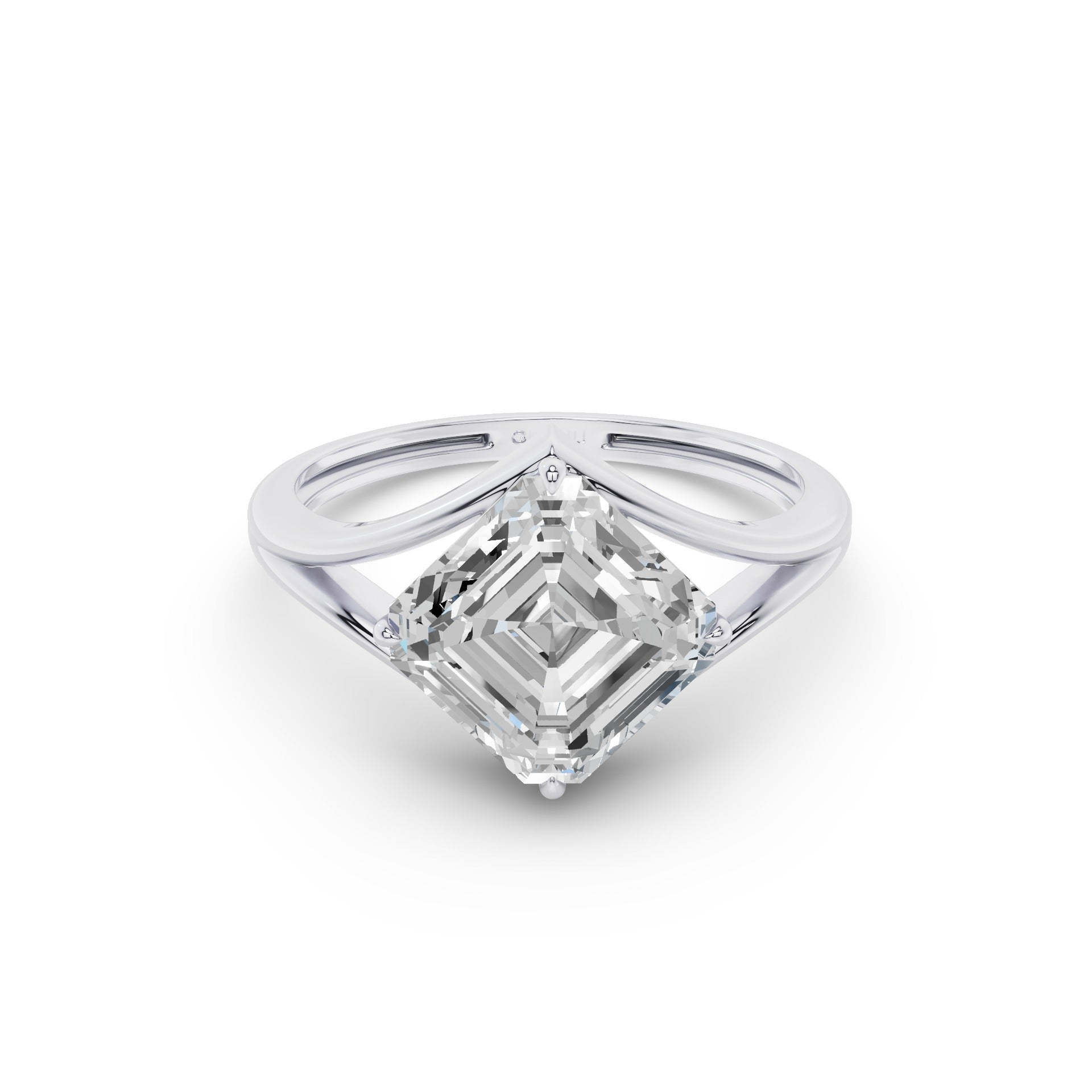 Asscher Cut Lab Grown Diamond Solitaire Engagement Ring
