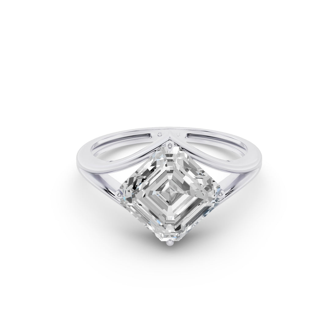 Asscher Cut Lab Grown Diamond Solitaire Engagement Ring