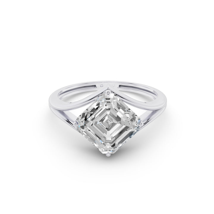 Asscher Cut Lab Grown Diamond Solitaire Engagement Ring