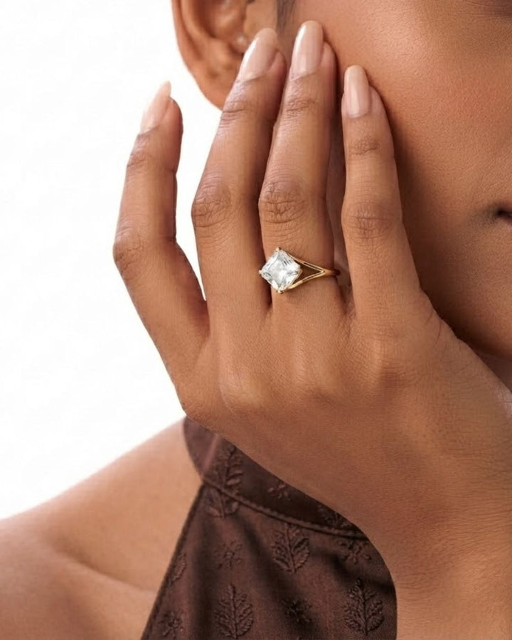 Asscher Cut Lab Grown Diamond Solitaire Engagement Ring