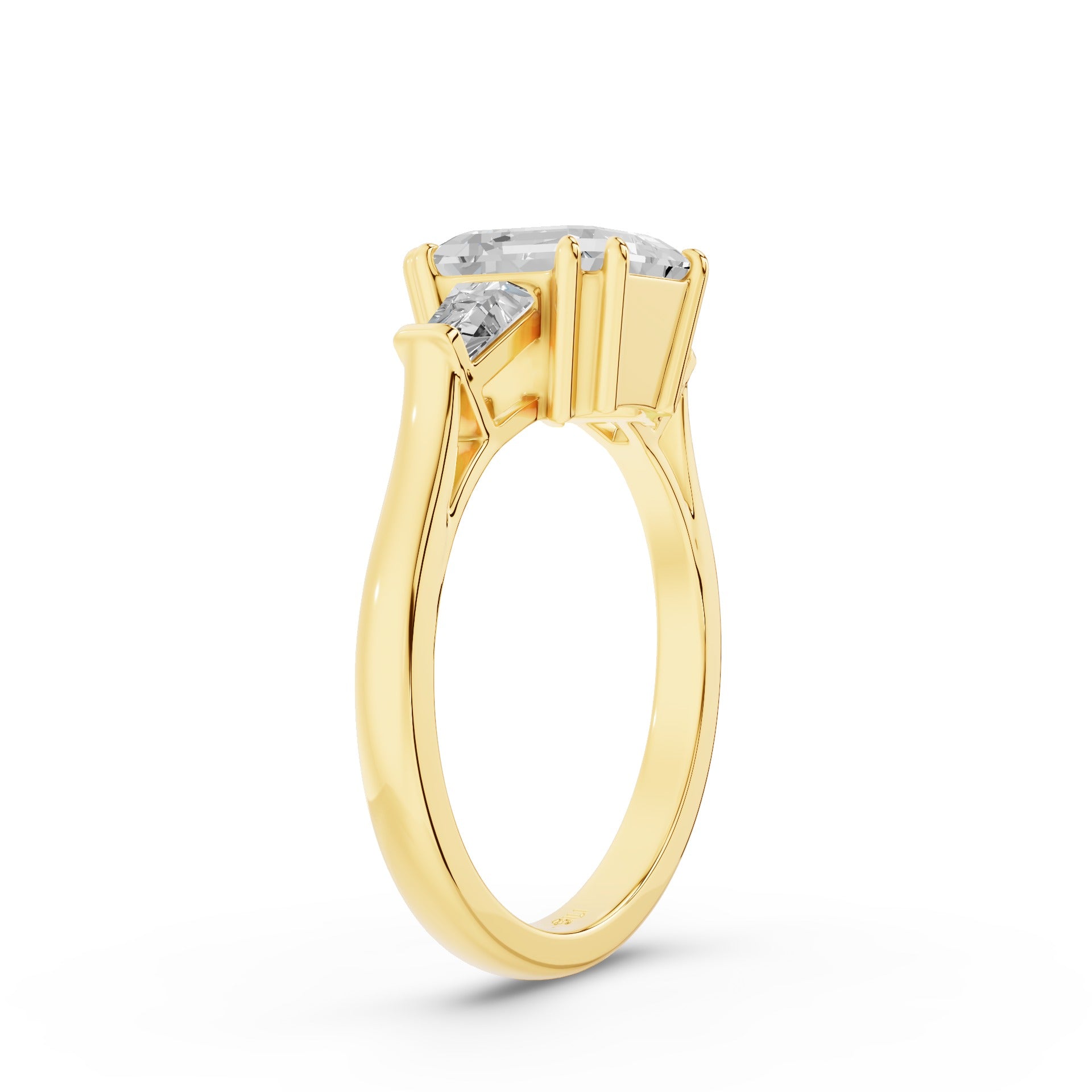 Asscher Cut Three Stone Lab Grown Diamond Enagement Ring