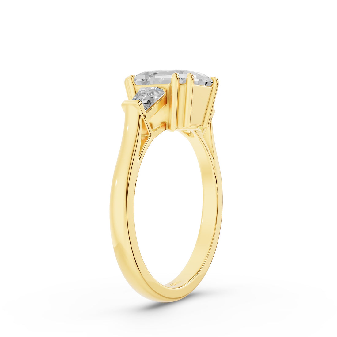 Asscher Cut Three Stone Lab Grown Diamond Enagement Ring