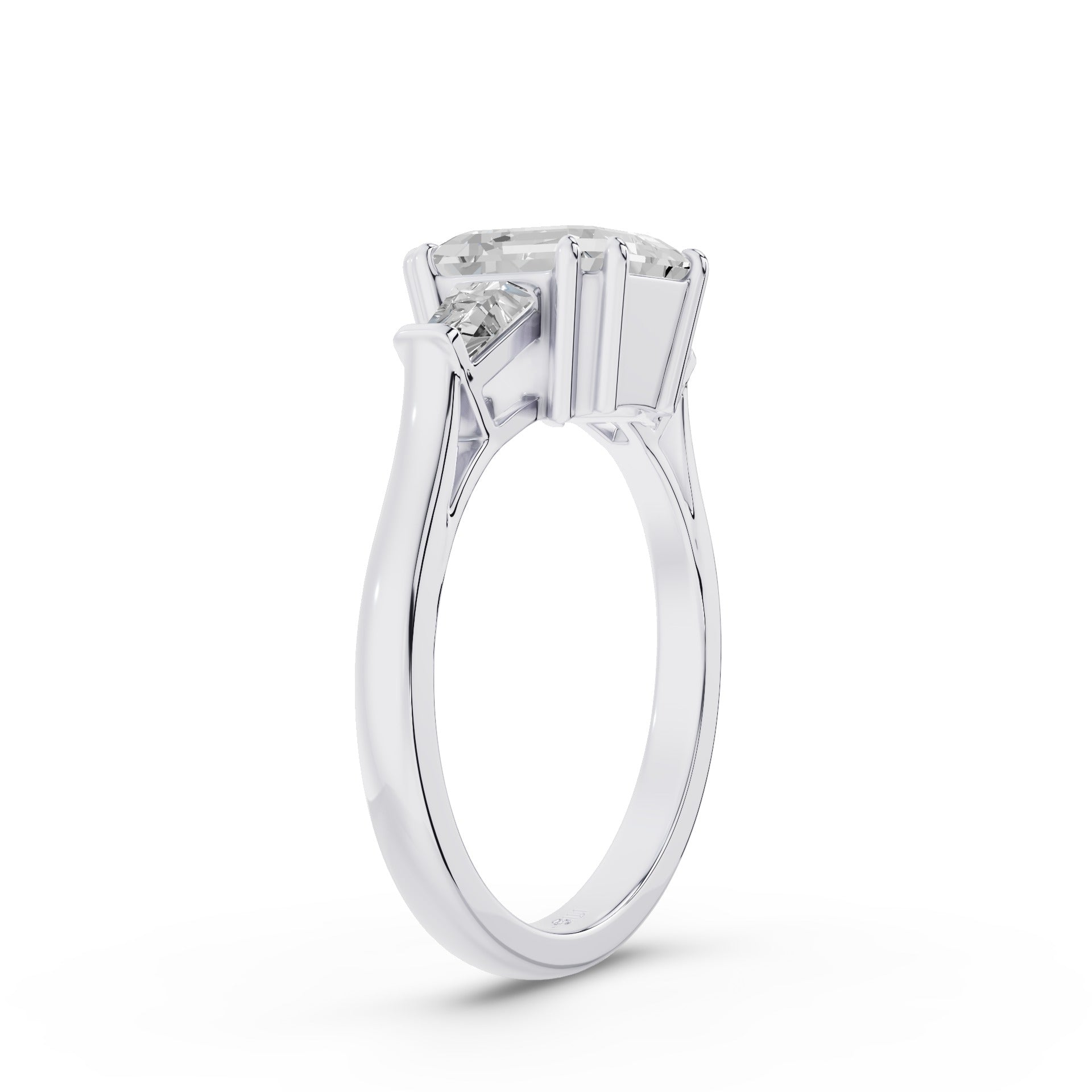 Asscher Cut Three Stone Lab Grown Diamond Enagement Ring