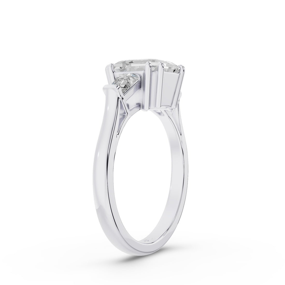 Asscher Cut Three Stone Lab Grown Diamond Enagement Ring