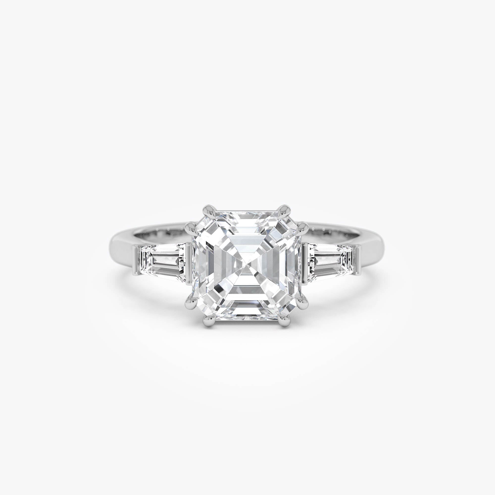 Asscher Cut Three Stone Lab Grown Diamond Enagement Ring