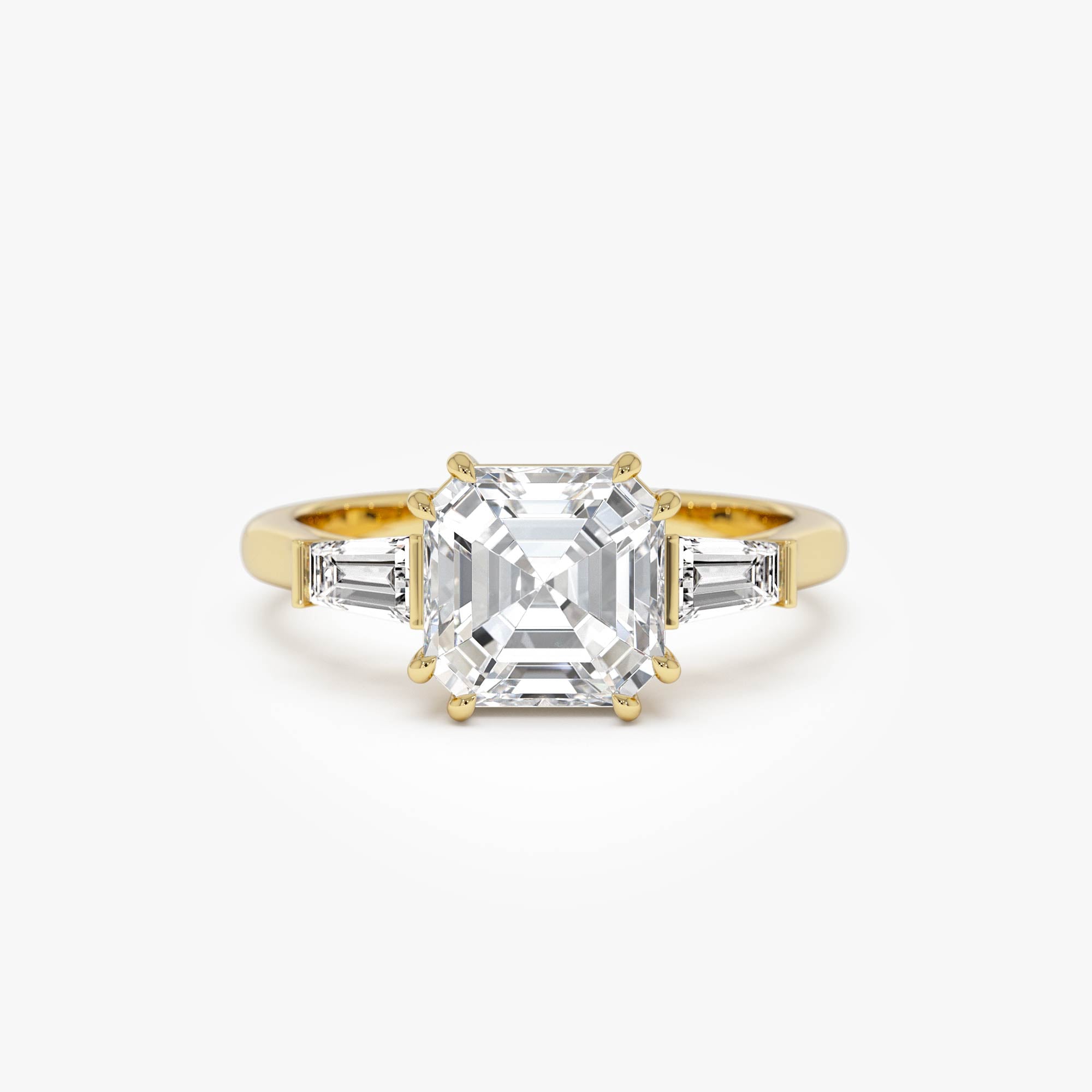 Asscher Cut Three Stone Lab Grown Diamond Enagement Ring