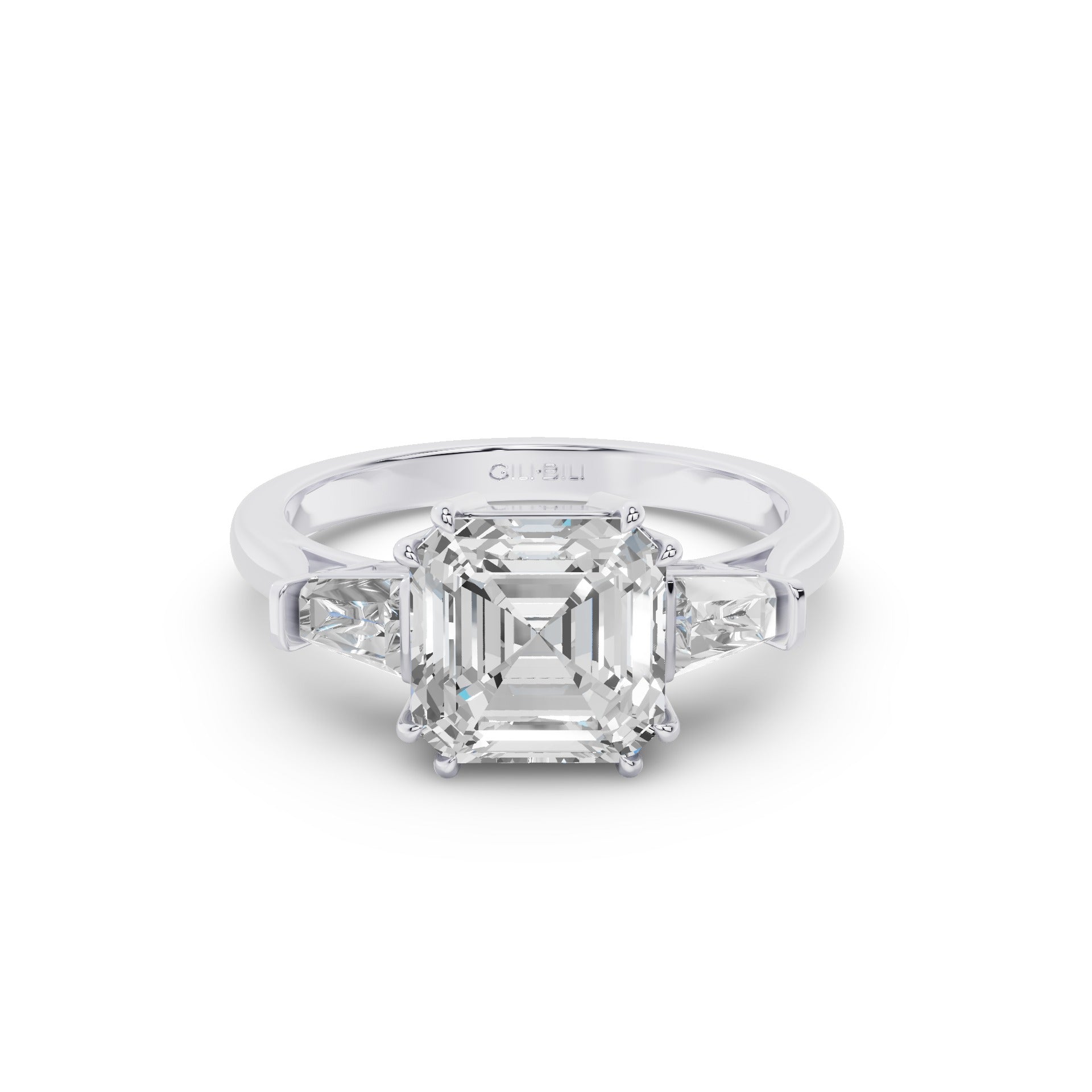 Asscher Cut Three Stone Lab Grown Diamond Enagement Ring