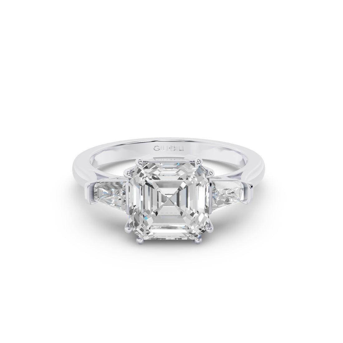 Asscher Cut Three Stone Lab Grown Diamond Enagement Ring