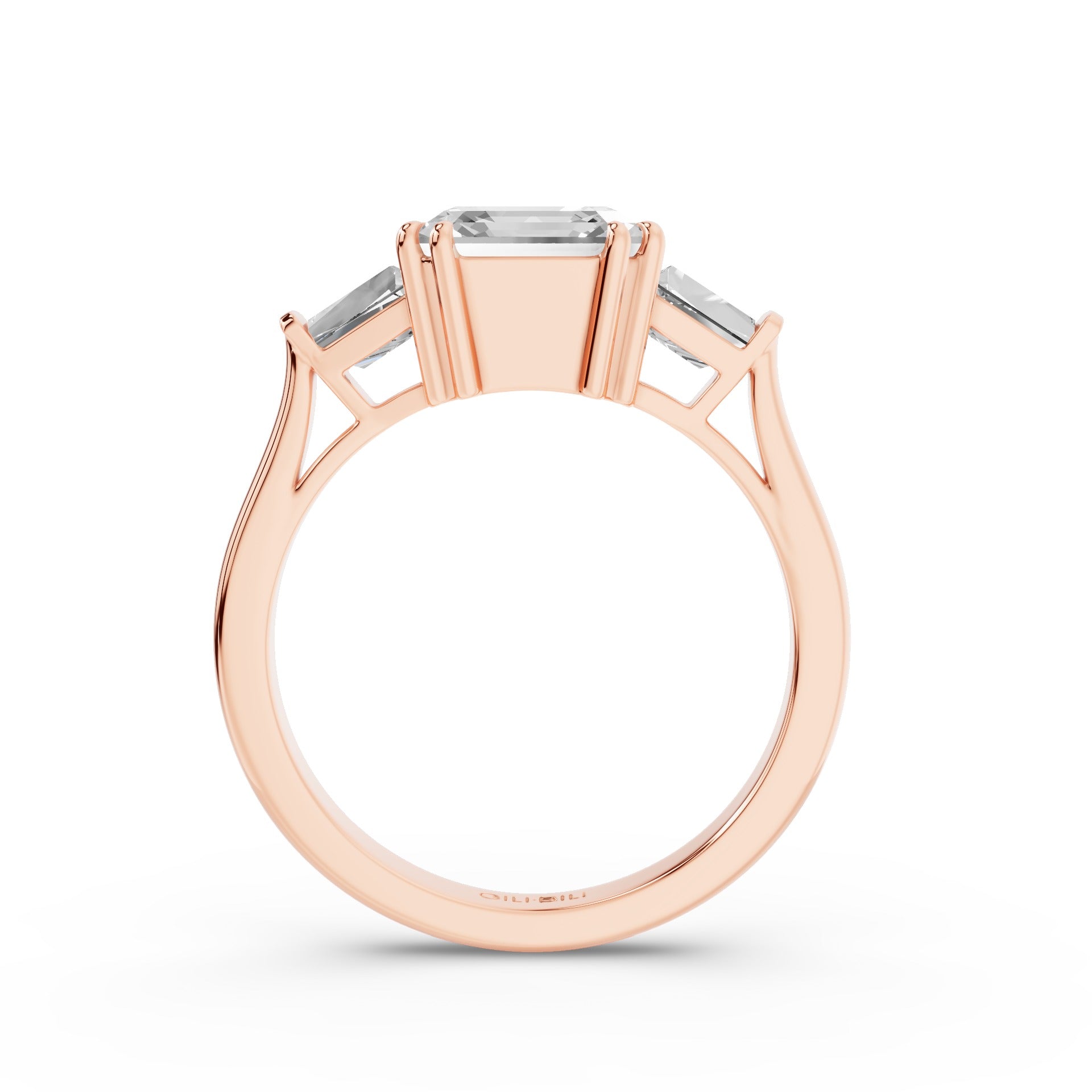 Asscher Cut Three Stone Lab Grown Diamond Enagement Ring