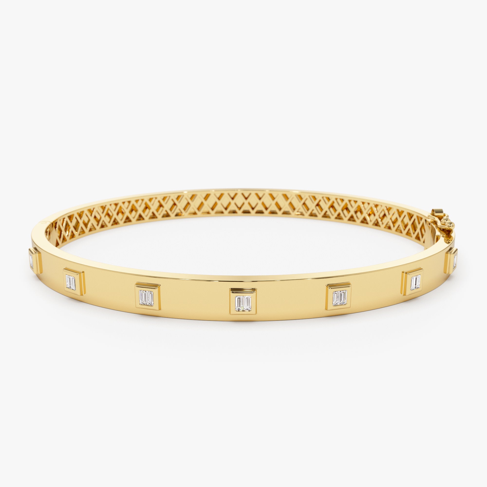 Baguette Diamond Bezel Set Bangle