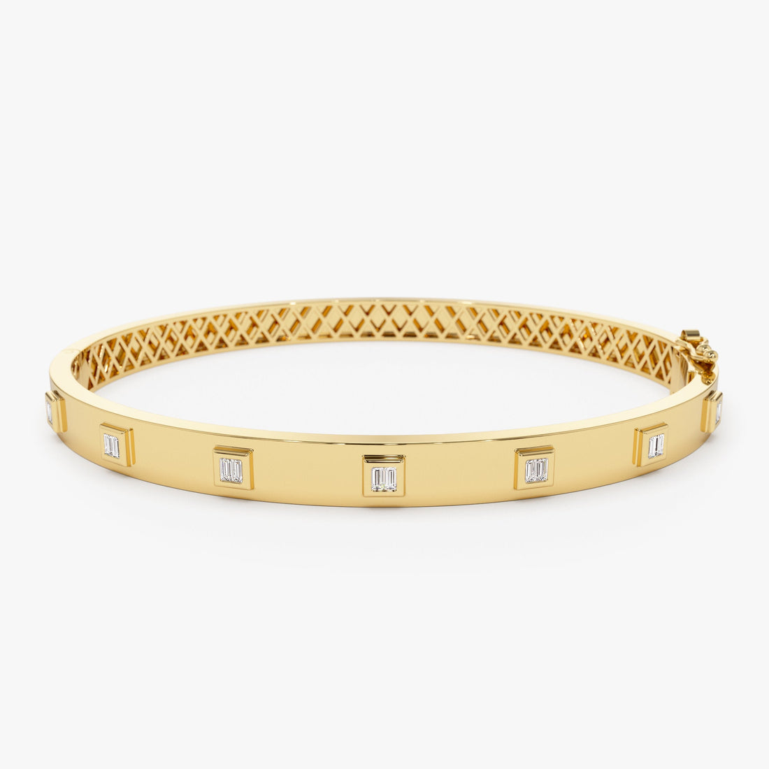 Baguette Diamond Bezel Set Bangle