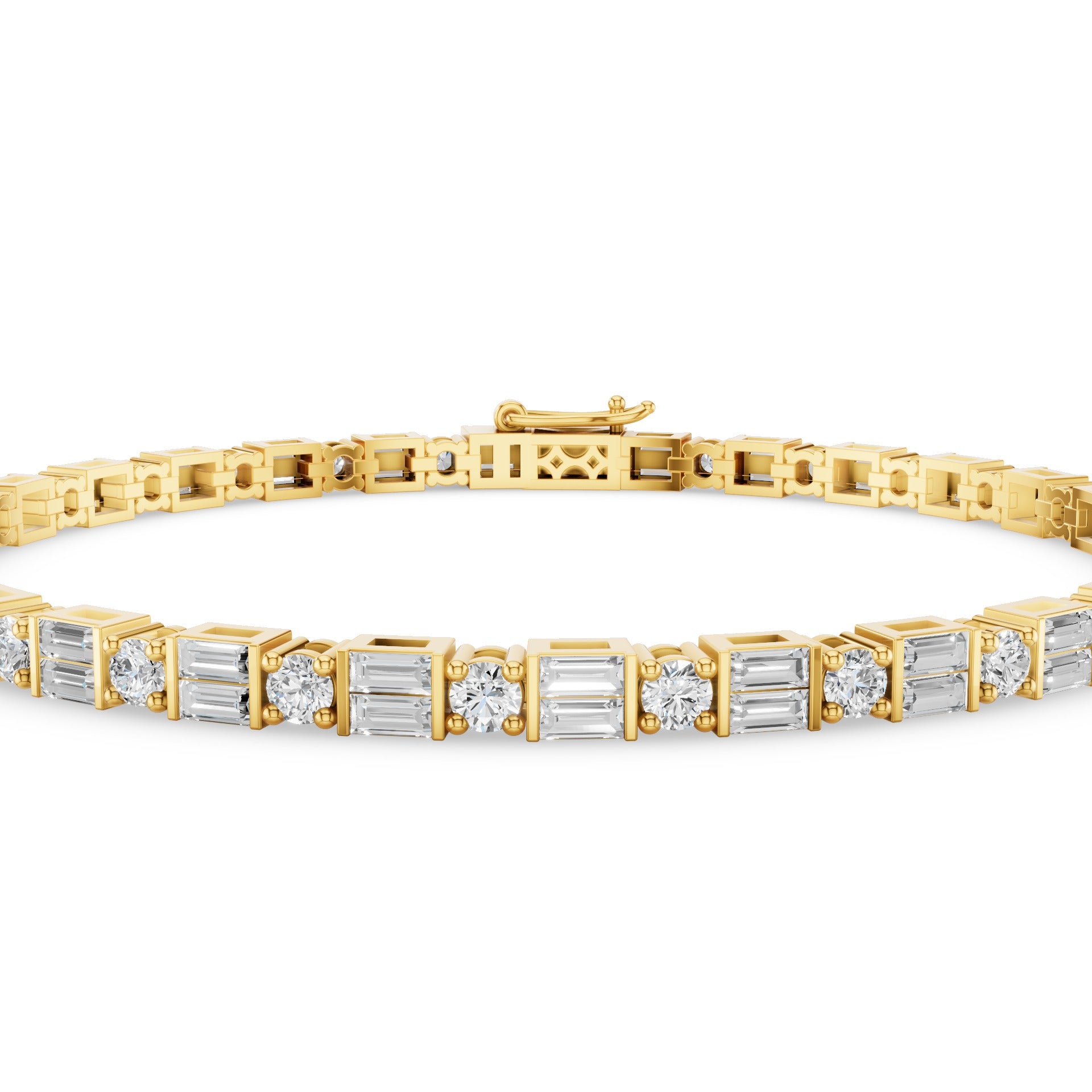 Baguette & Round Diamond Tennis Bracelet
