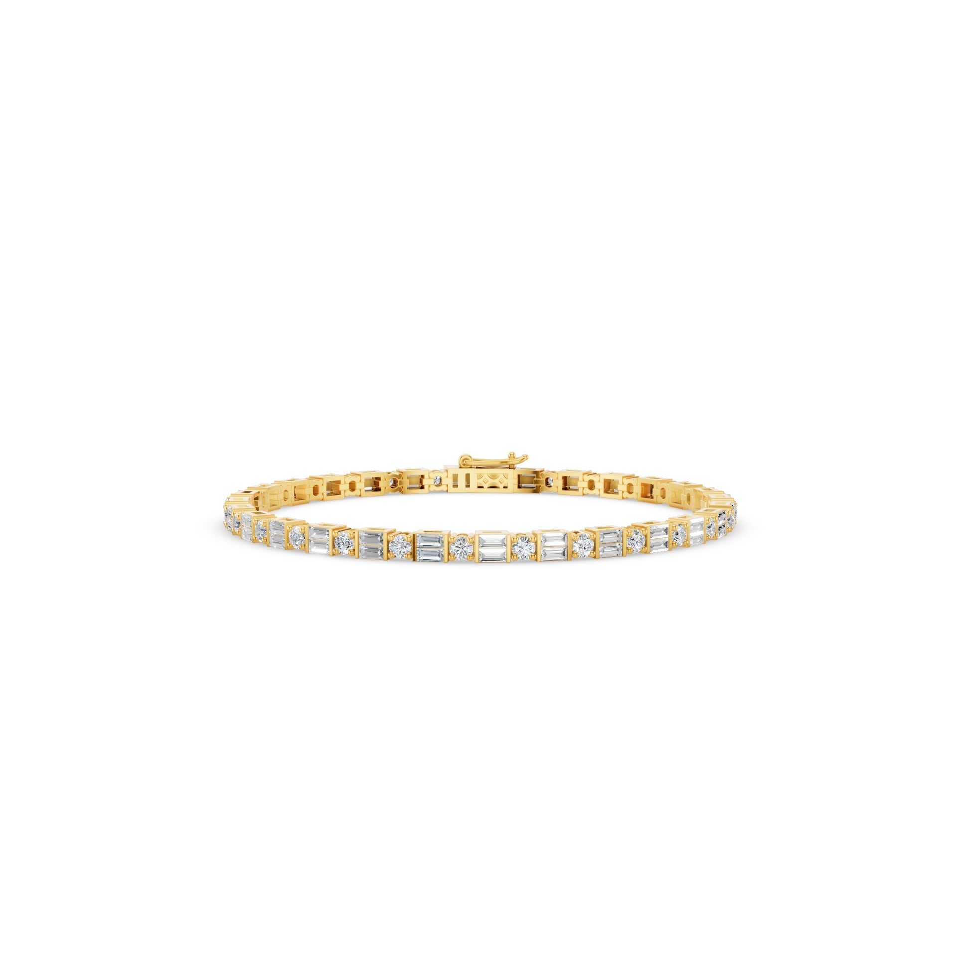 Baguette & Round Diamond Tennis Bracelet