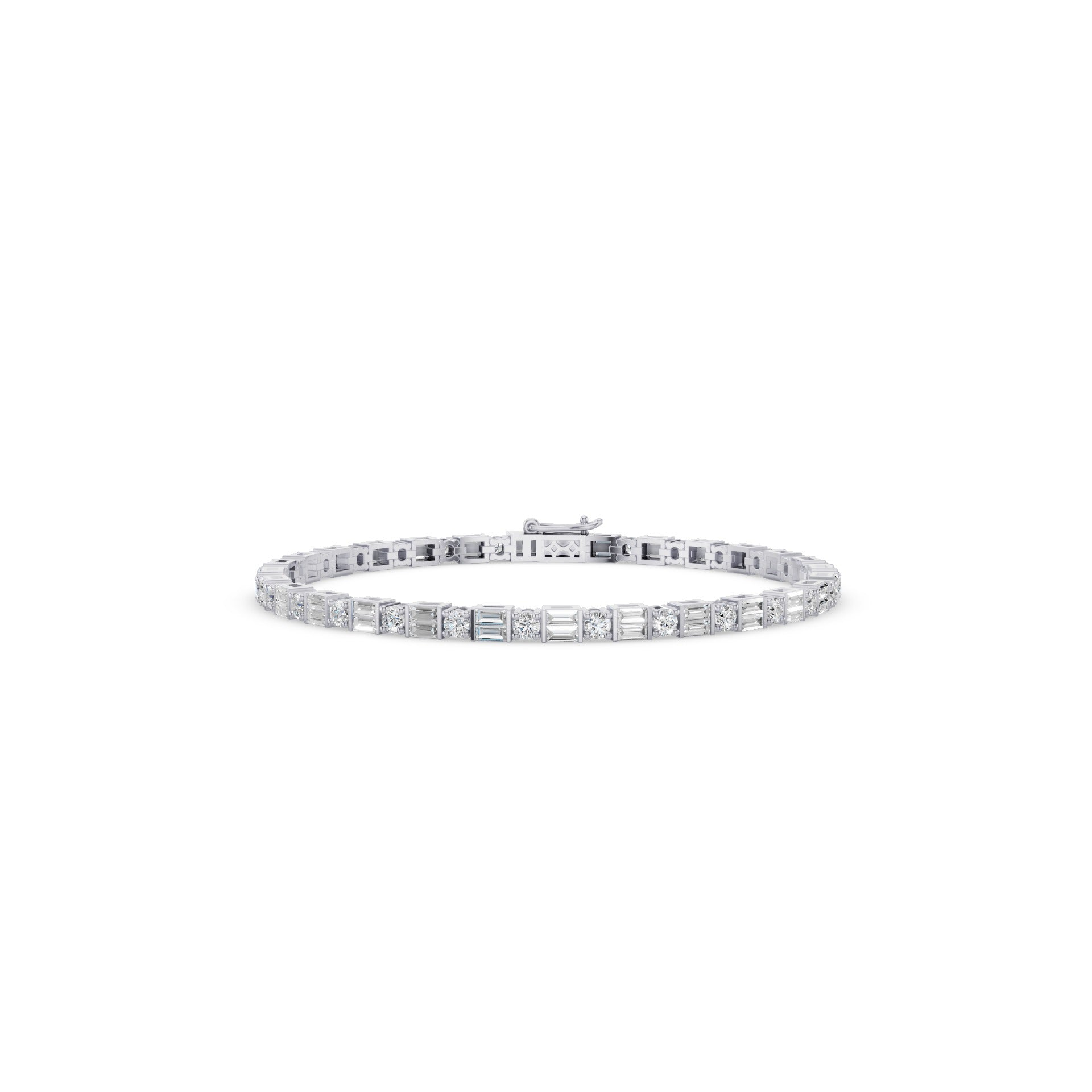 Baguette & Round Diamond Tennis Bracelet