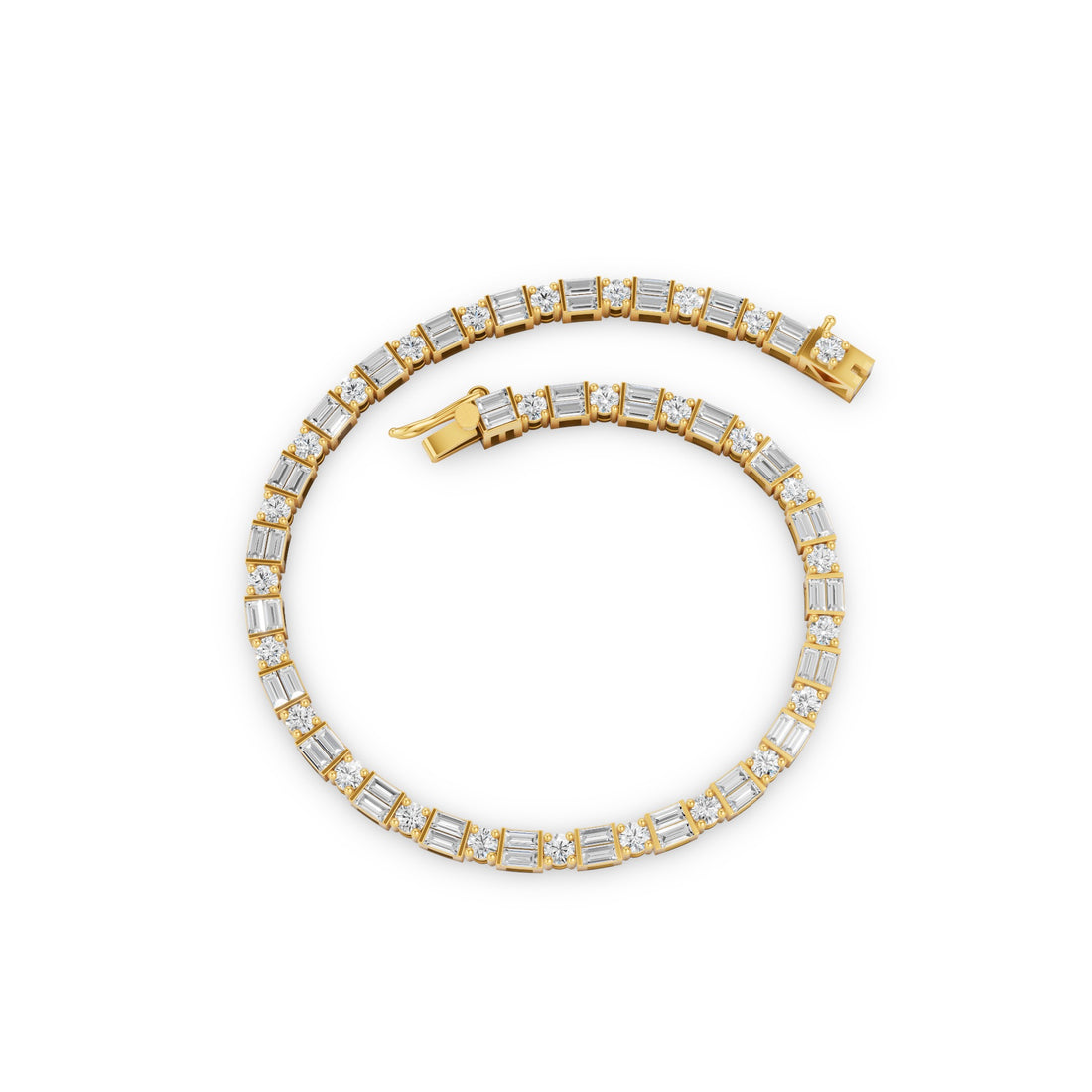 Baguette & Round Diamond Tennis Bracelet