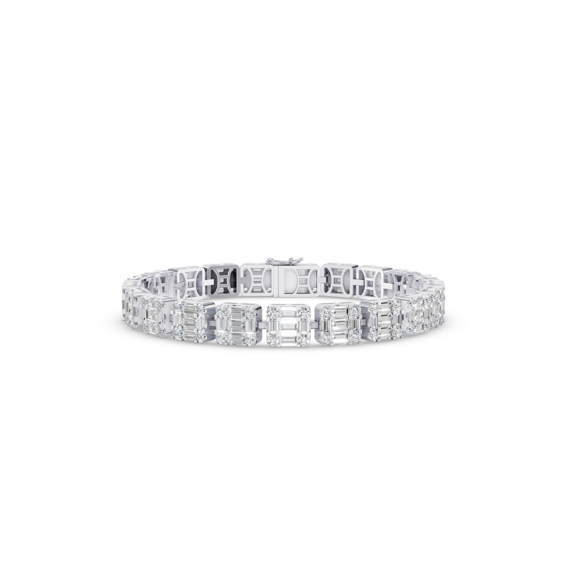 Baguette & Round Lab Grown Diamond Tennis Bracelet