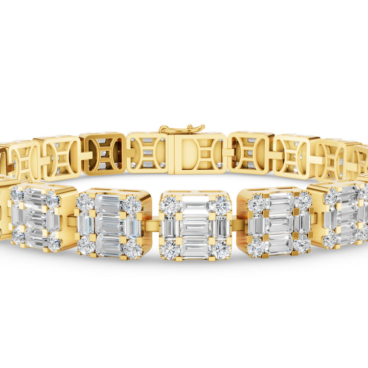 Baguette & Round Lab Grown Diamond Tennis Bracelet