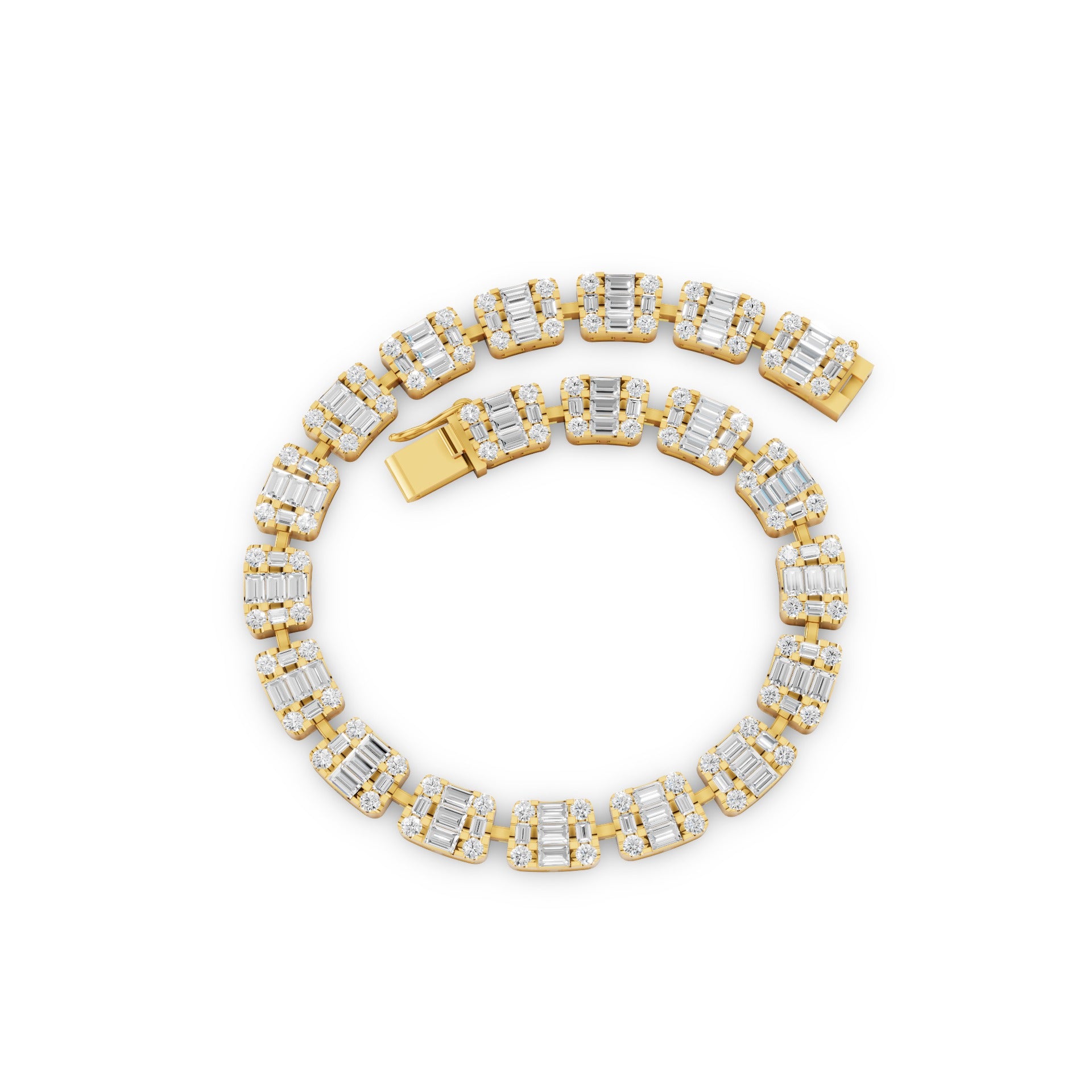 Baguette & Round Lab Grown Diamond Tennis Bracelet