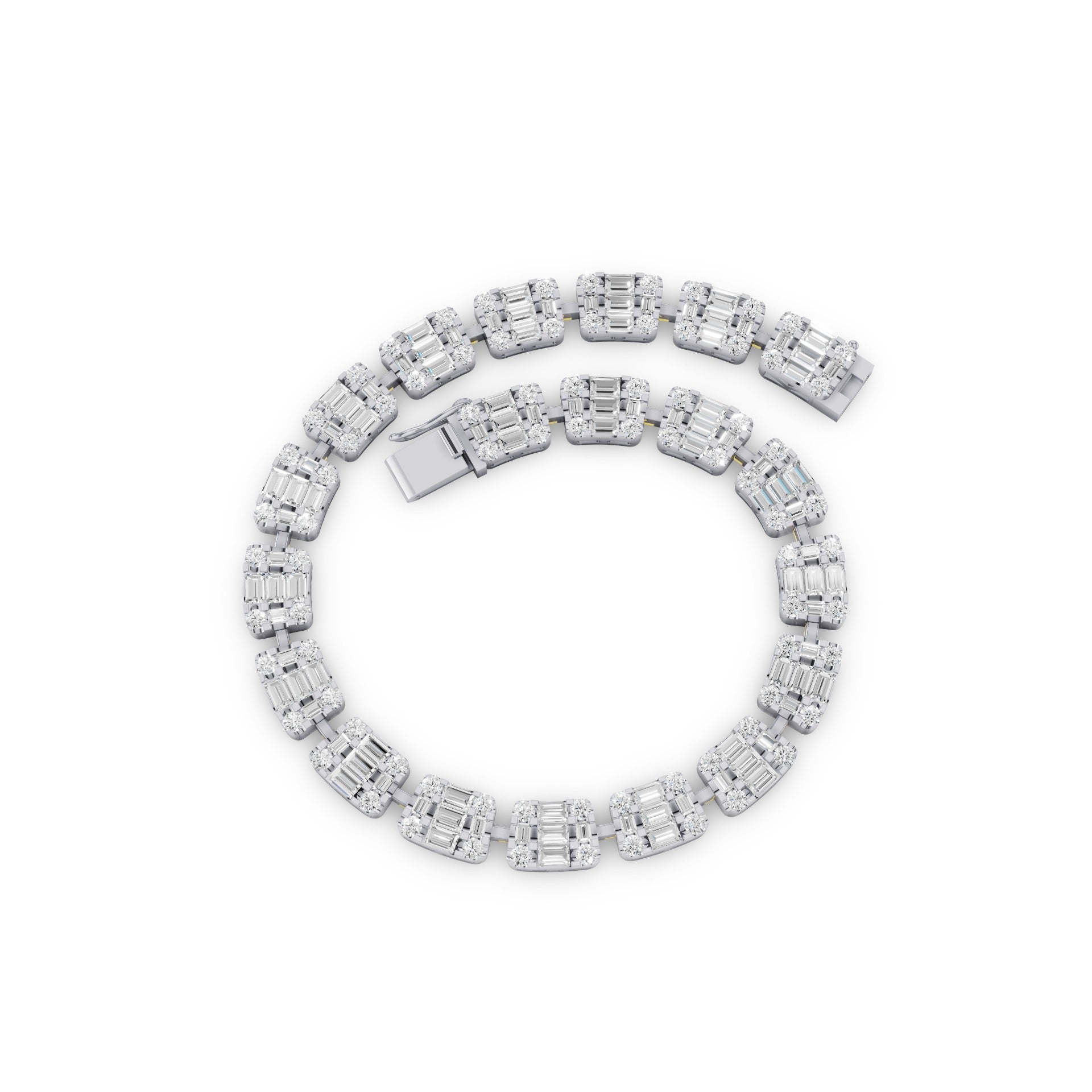 Baguette & Round Lab Grown Diamond Tennis Bracelet