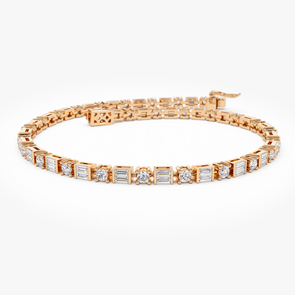 Baguette & Round Diamond Tennis Bracelet