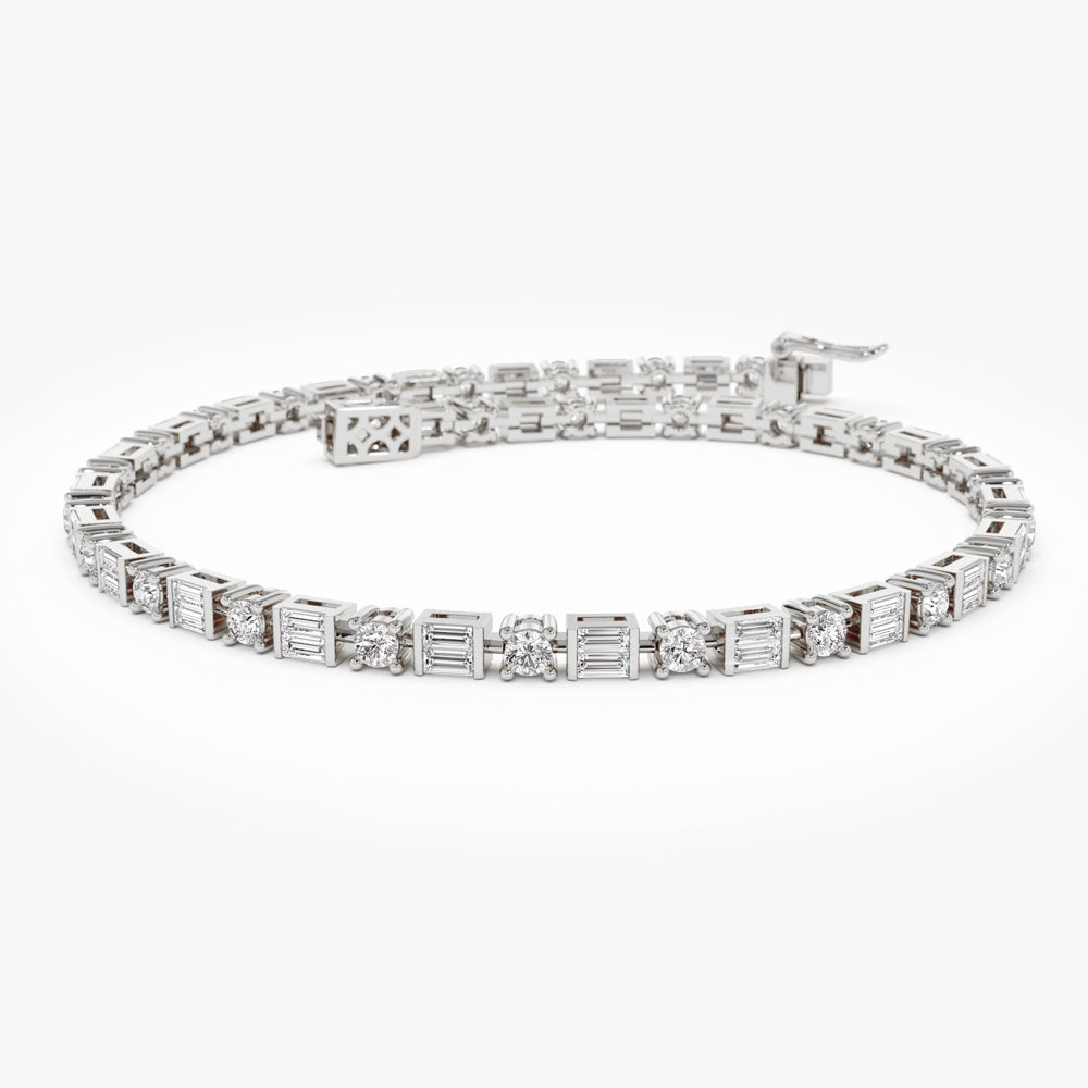 Baguette & Round Diamond Tennis Bracelet