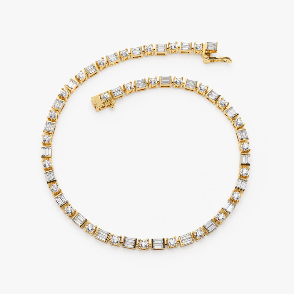 Baguette & Round Diamond Tennis Bracelet