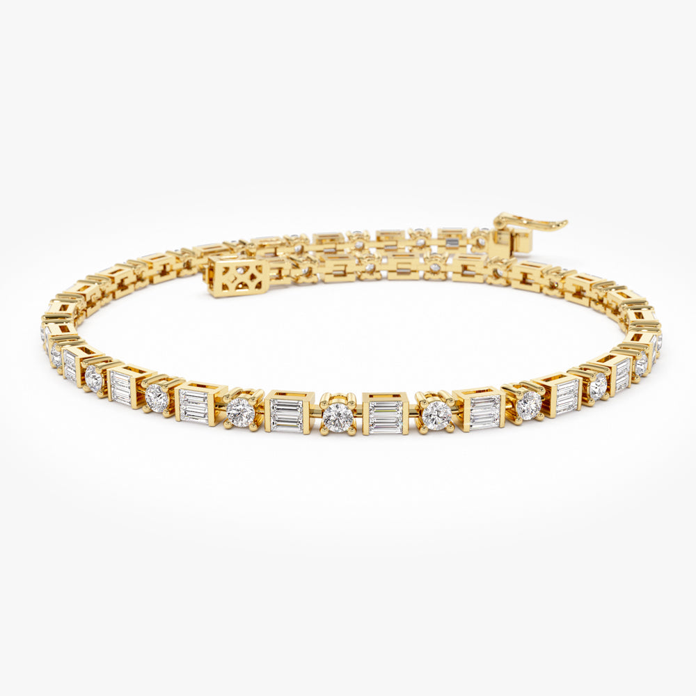 Baguette & Round Diamond Tennis Bracelet