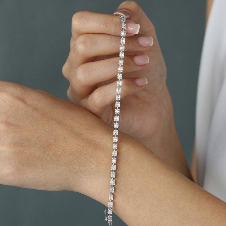 Baguette & Round Lab Grown Diamond Tennis Bracelet