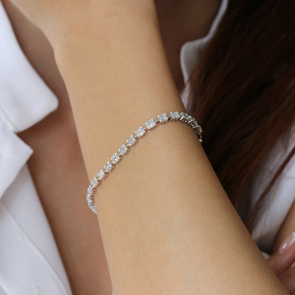 Baguette & Round Lab Grown Diamond Tennis Bracelet