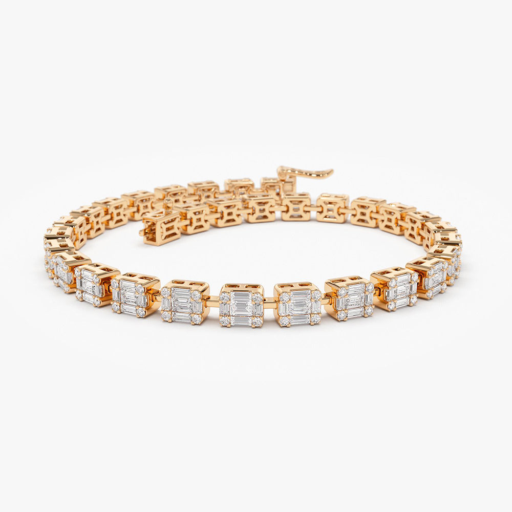 Baguette & Round Lab Grown Diamond Tennis Bracelet