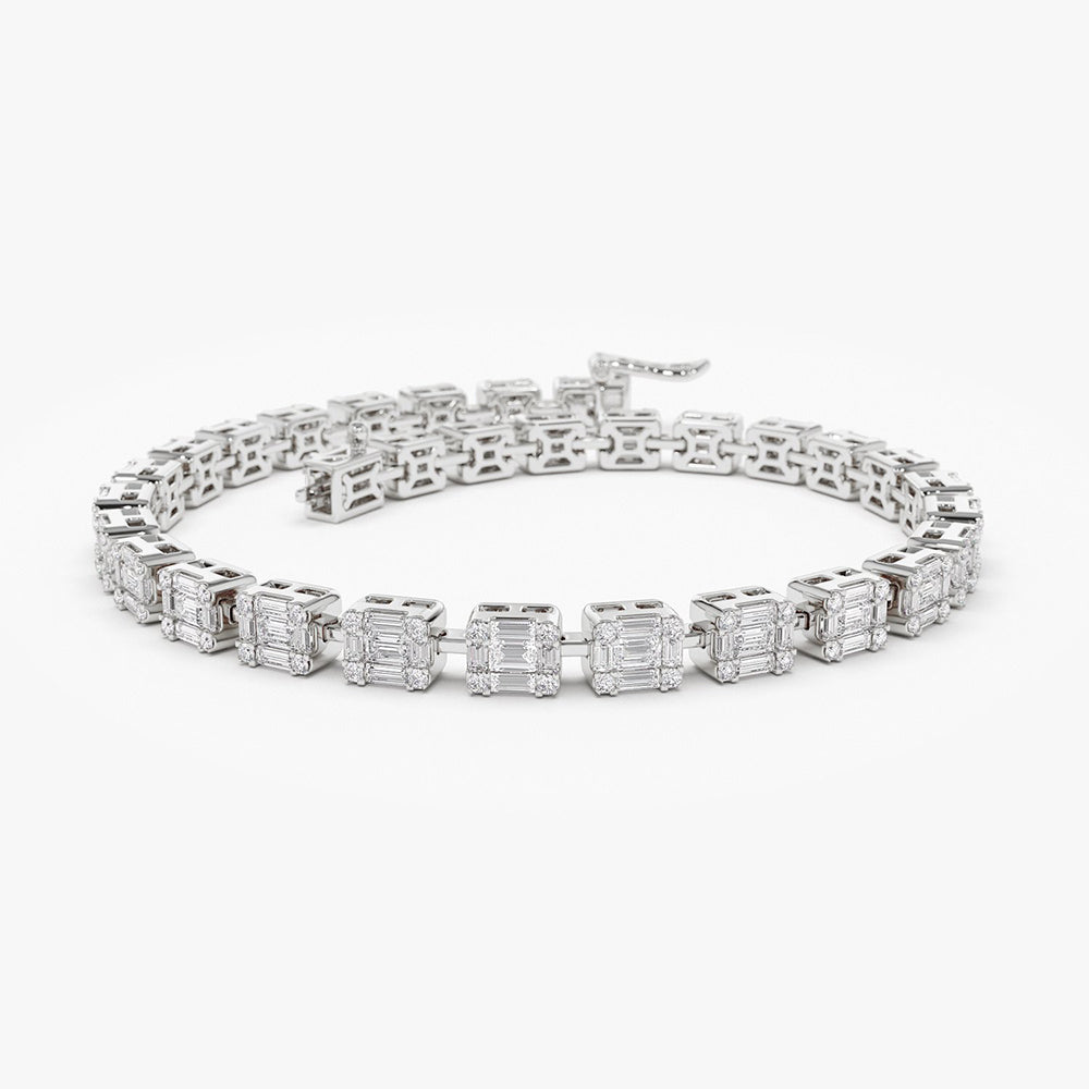 Baguette & Round Lab Grown Diamond Tennis Bracelet