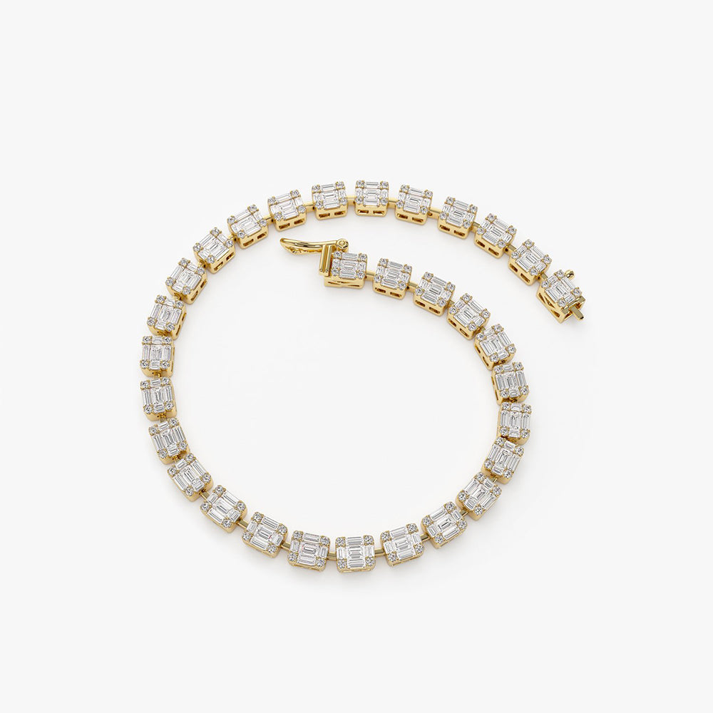 Baguette & Round Lab Grown Diamond Tennis Bracelet