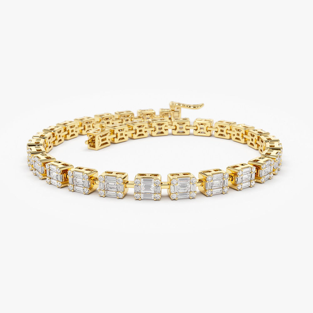 Baguette & Round Lab Grown Diamond Tennis Bracelet
