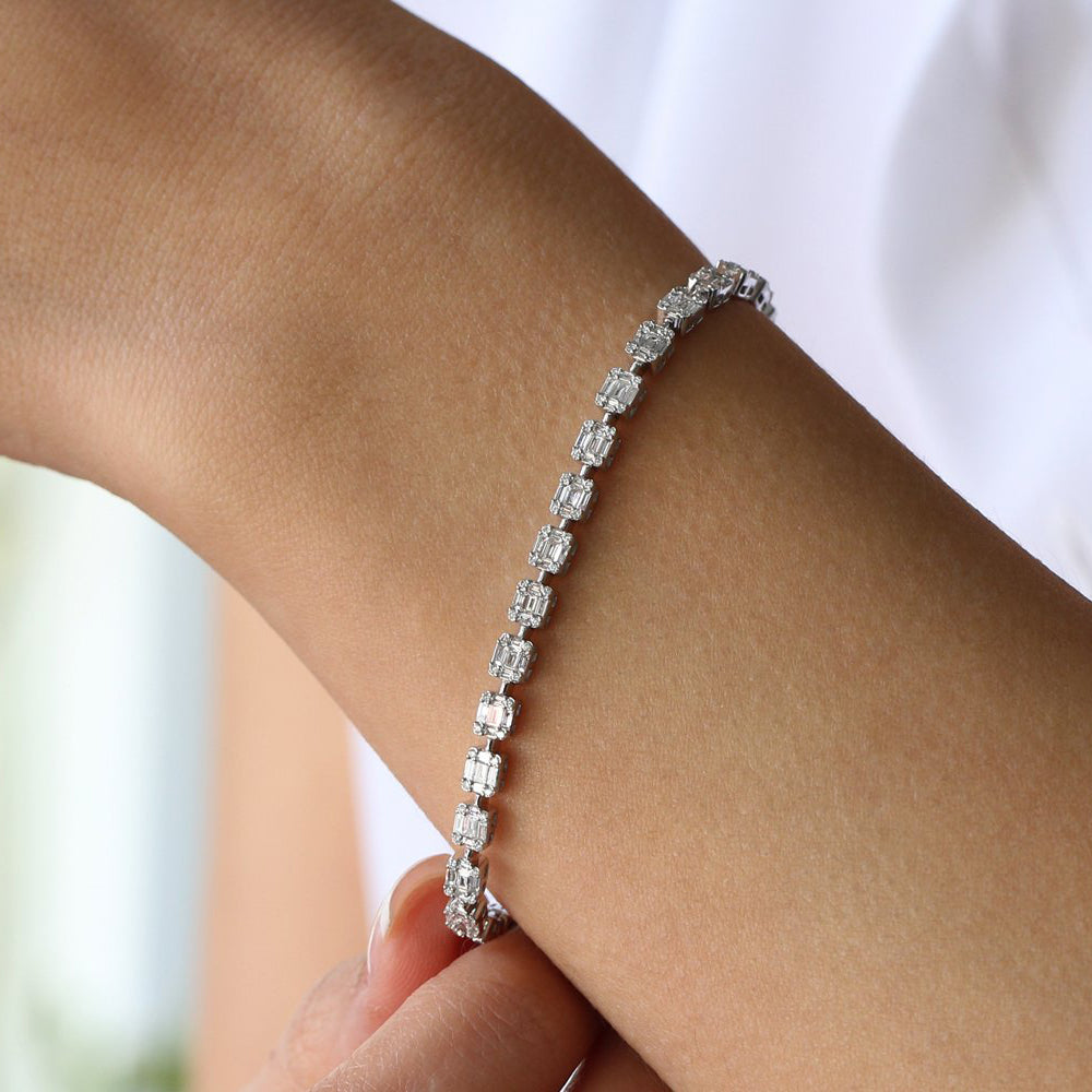 Baguette & Round Lab Grown Diamond Tennis Bracelet