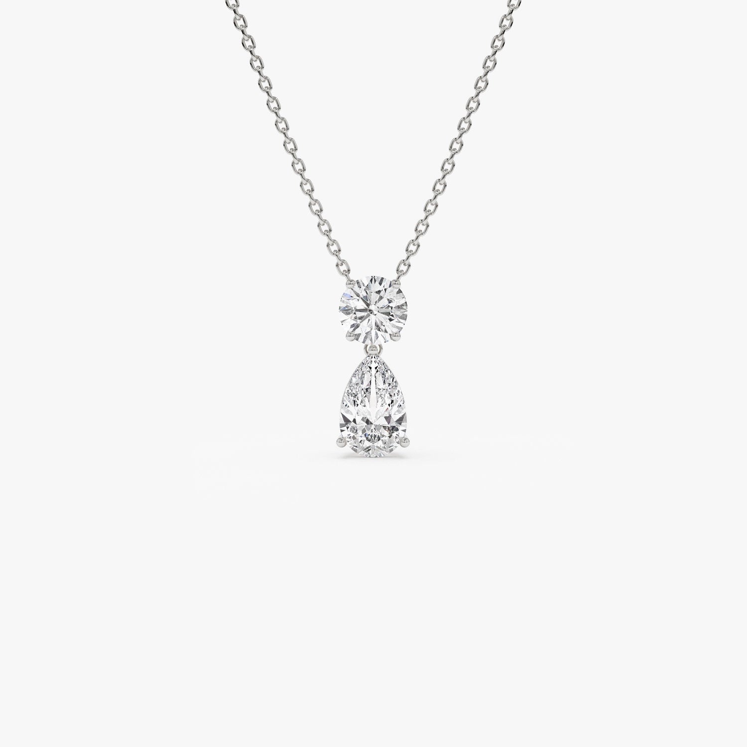 Basket Setting Pear & Round Cut Lab Grown Diamond Necklace