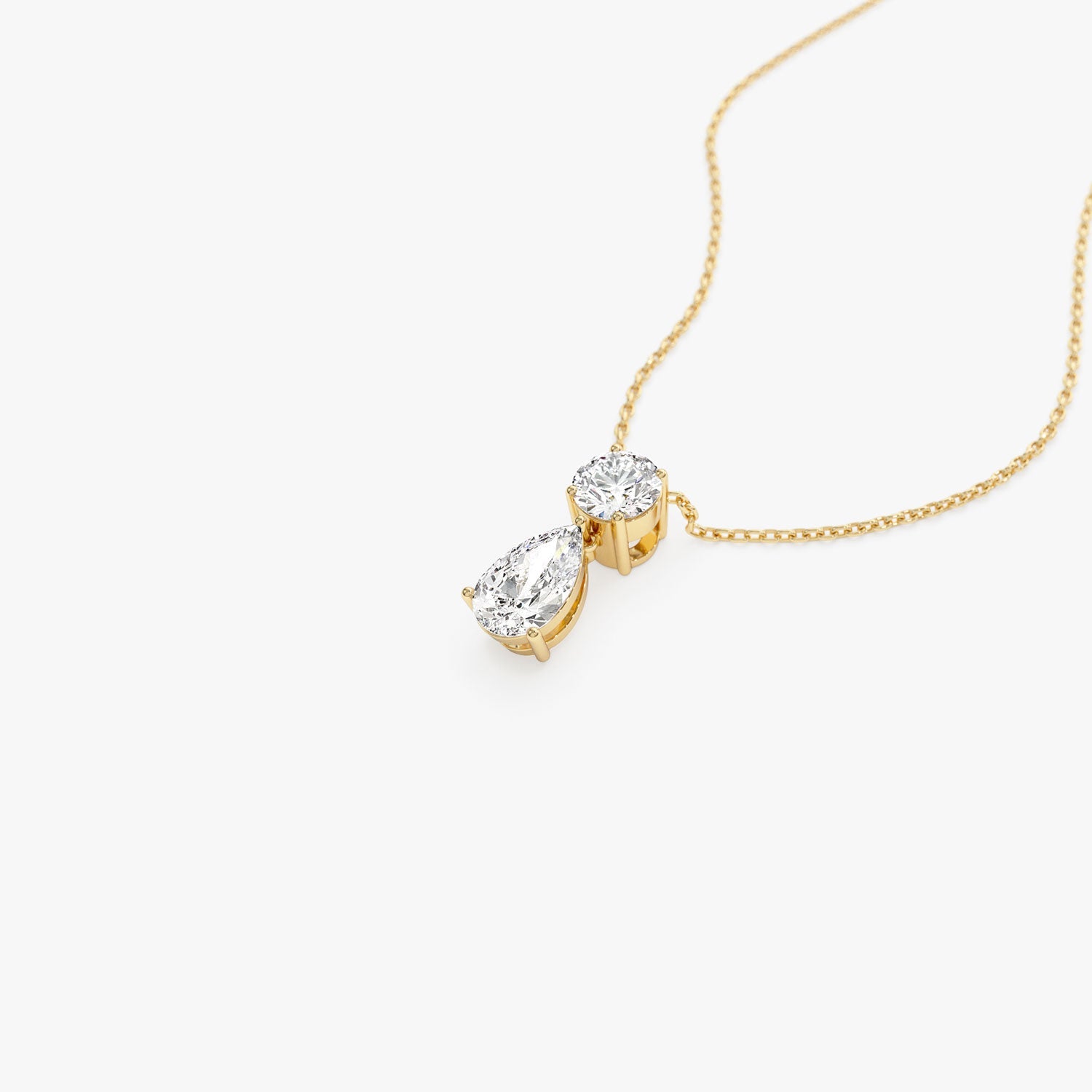 Basket Setting Pear & Round Cut Lab Grown Diamond Necklace