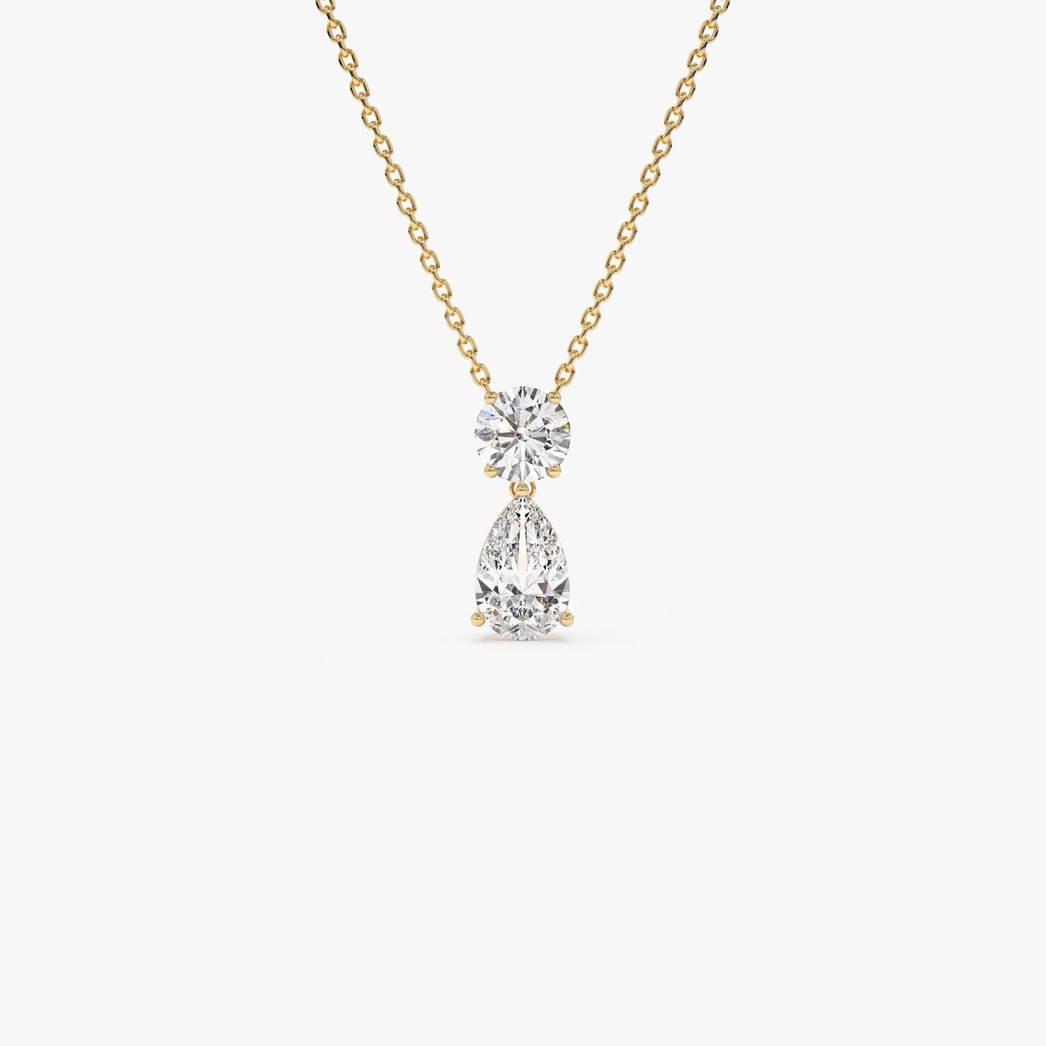 Basket Setting Pear & Round Cut Lab Grown Diamond Necklace