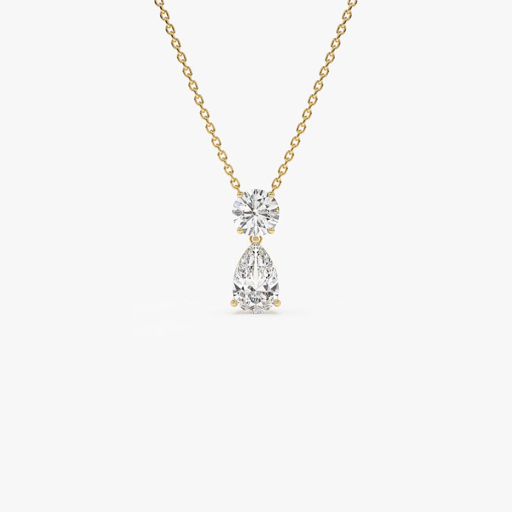 Basket Setting Pear & Round Cut Lab Grown Diamond Necklace