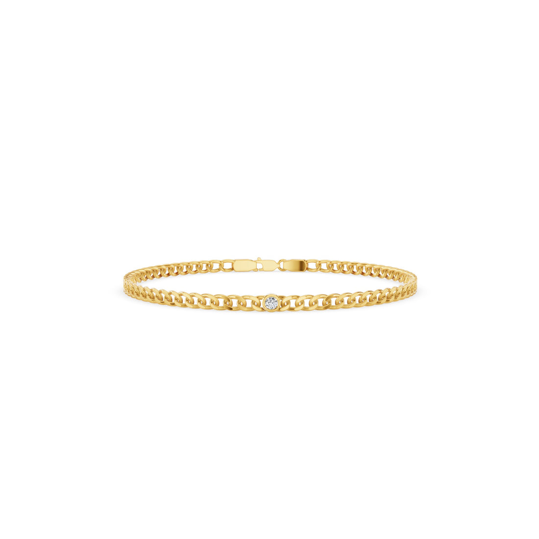 Bezel Set Diamond Cuban Link Bracelet
