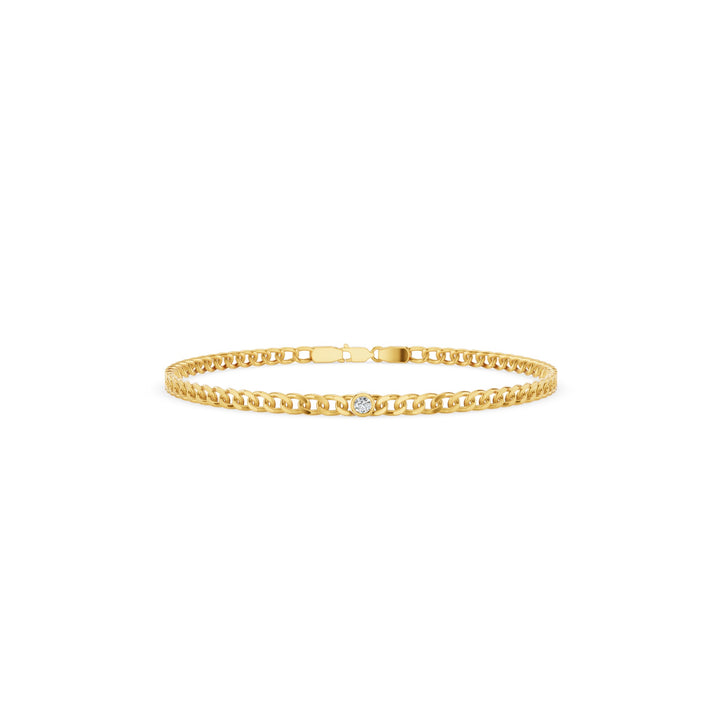 Bezel Set Diamond Cuban Link Bracelet