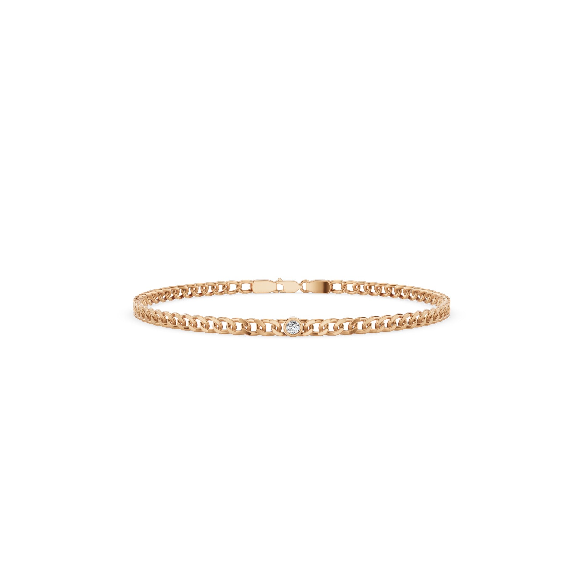 Bezel Set Diamond Cuban Link Bracelet