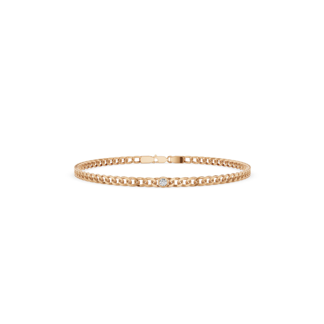 Bezel Set Diamond Cuban Link Bracelet