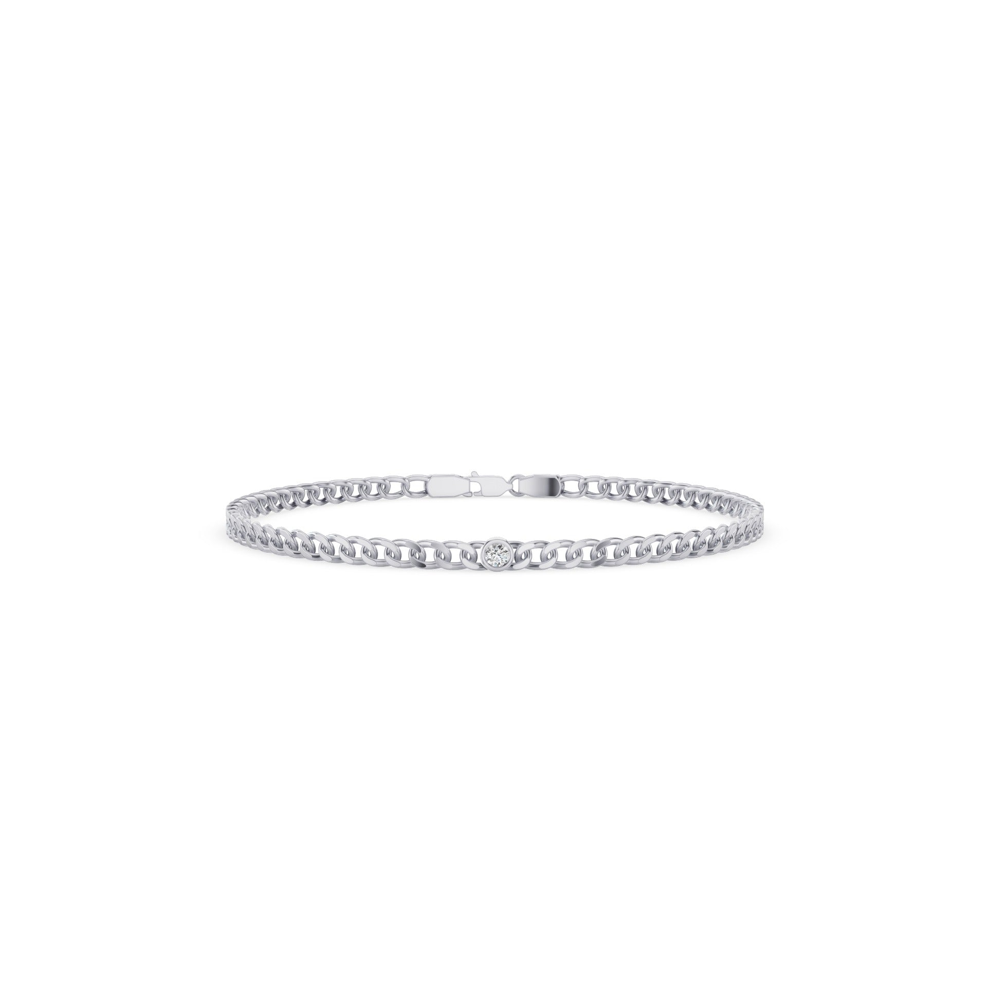 Bezel Set Diamond Cuban Link Bracelet