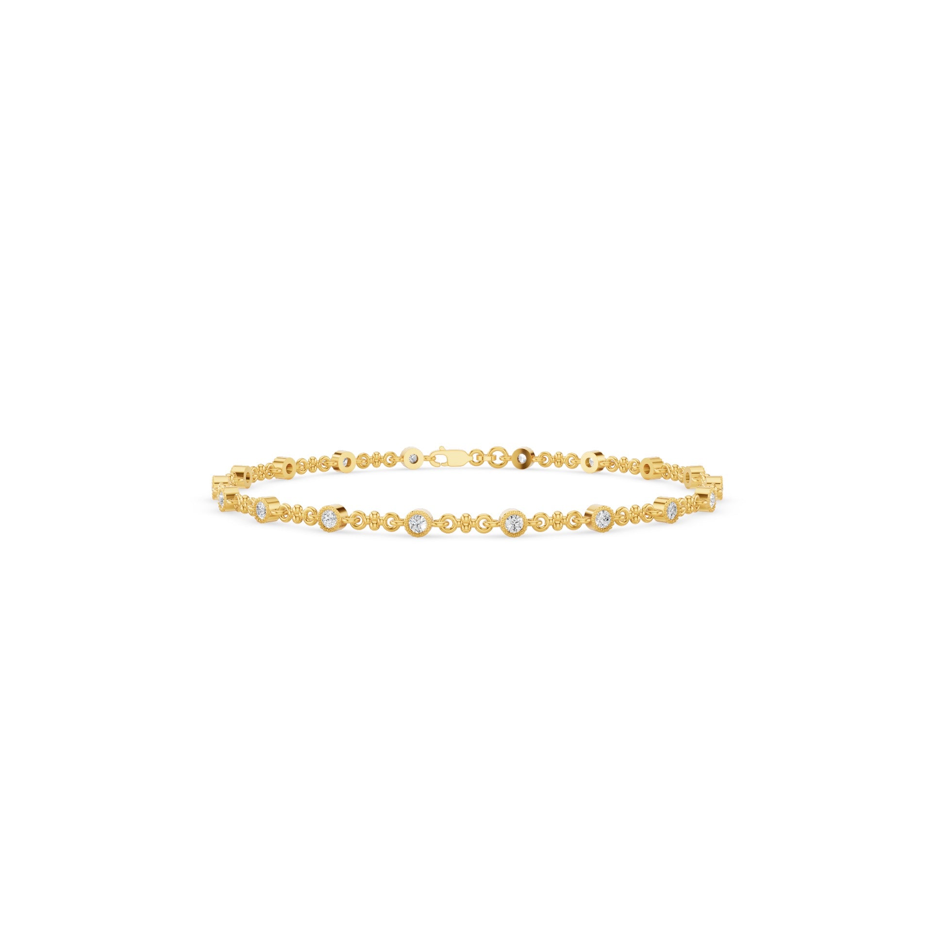Bezel Set Diamond Milgrain Bracelet
