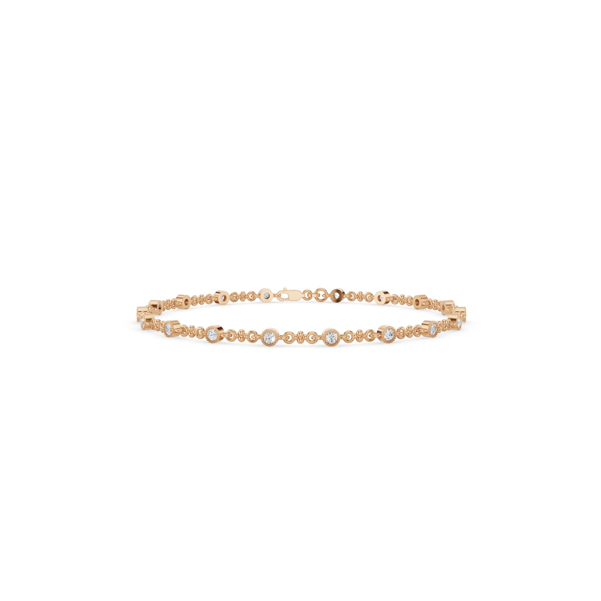 Bezel Set Diamond Milgrain Bracelet